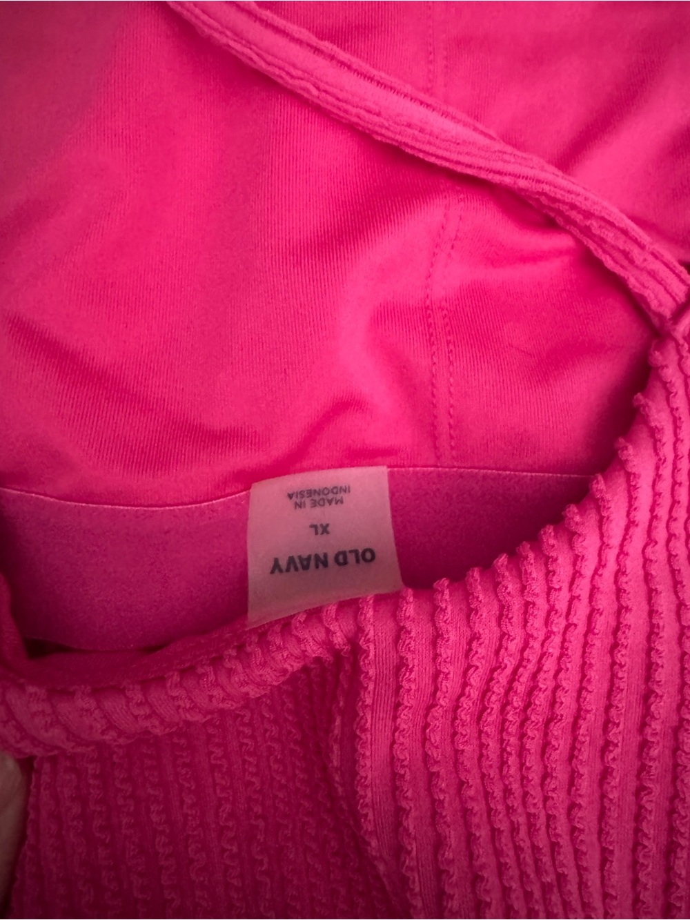 Old Navy One-Shoulder Hot Pink Ribbed One-Piece Swimsuit - Picture 3 of 3